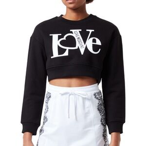 Moschino Black Crop Hoodie Sweatshirt